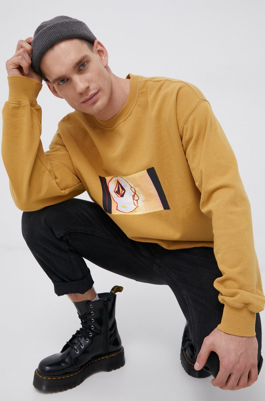 Volcom Bluză x Animoscillator bărbați, culoarea galben, cu imprimeu
