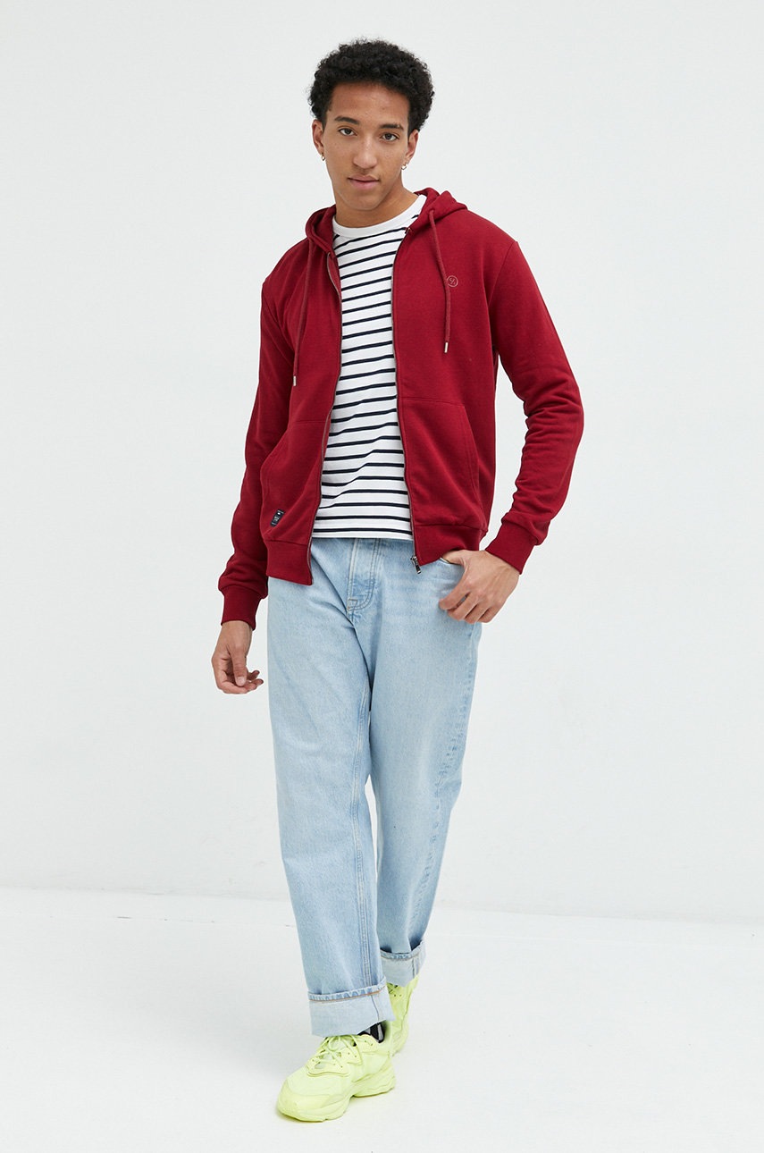 

Кофта Cross Jeans чоловіча колір бордовий гладка