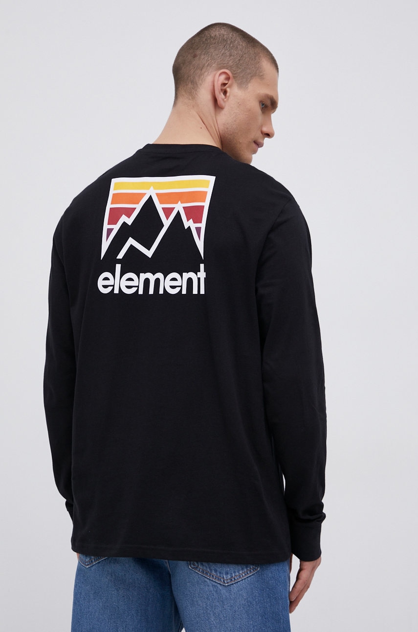 

Бавовняний лонгслів Element колір чорний з принтом