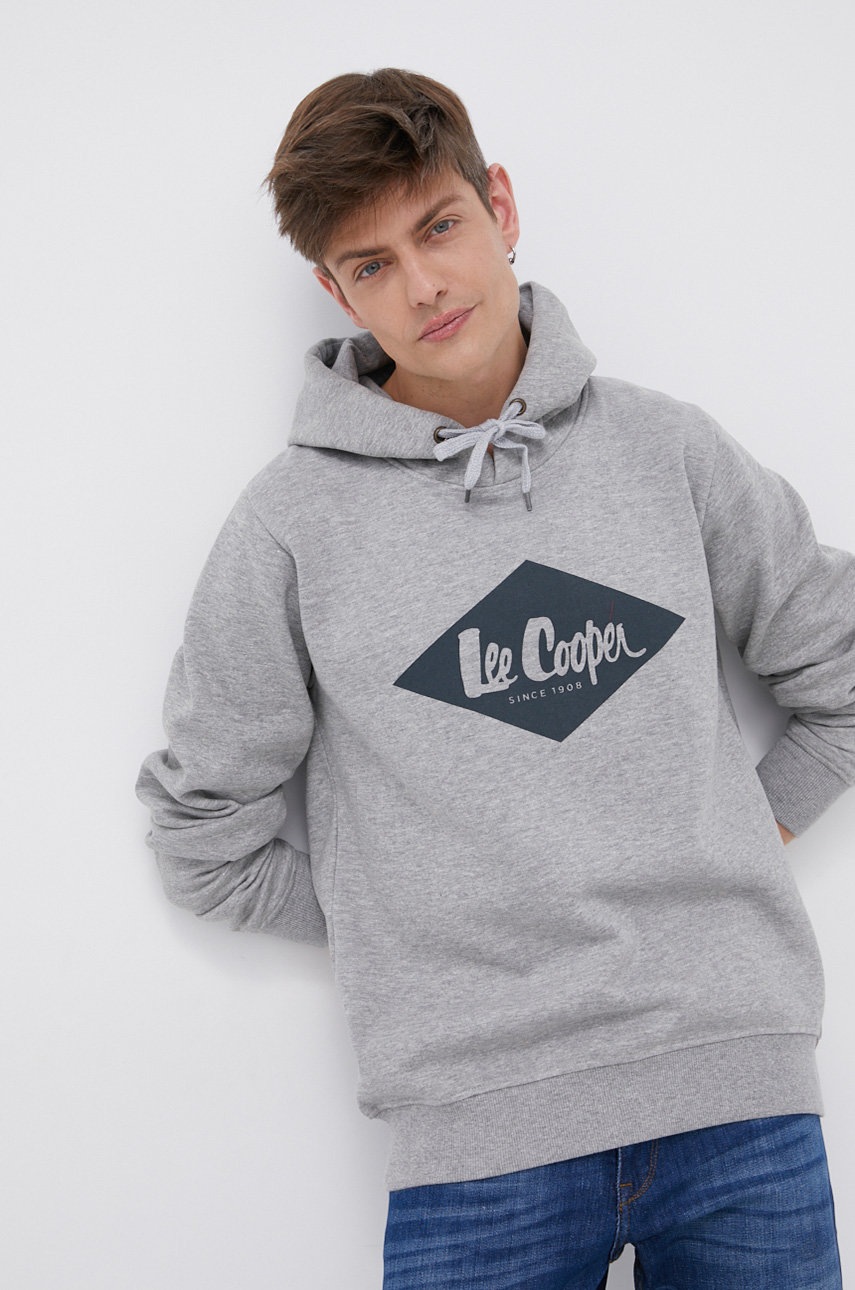 

Суичър Lee Cooper мъжки в сиво с принт, Сив