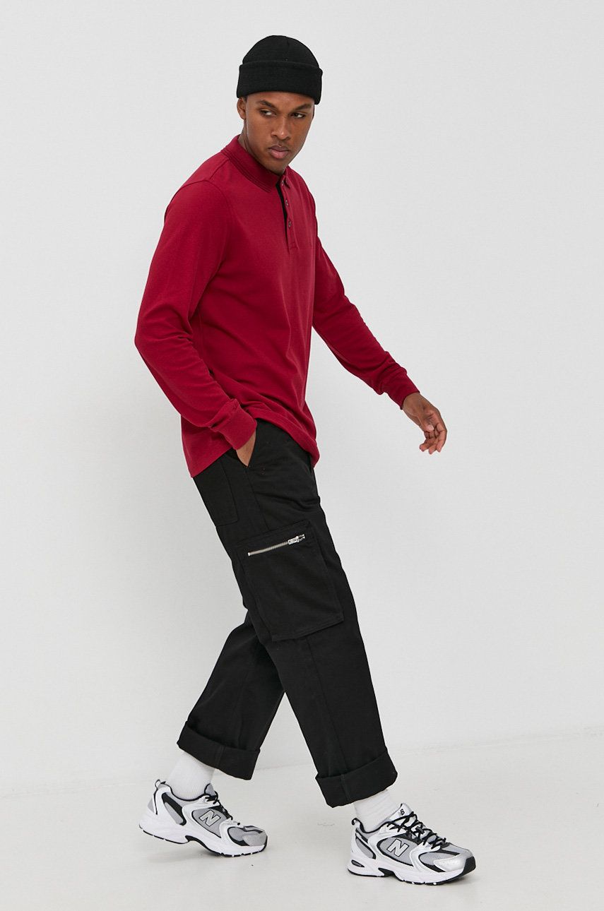 Cross Jeans Longsleeve din bumbac culoarea rosu, material neted answear imagine noua