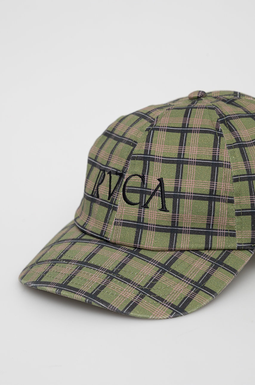 

Кепка RVCA колір зелений гладка