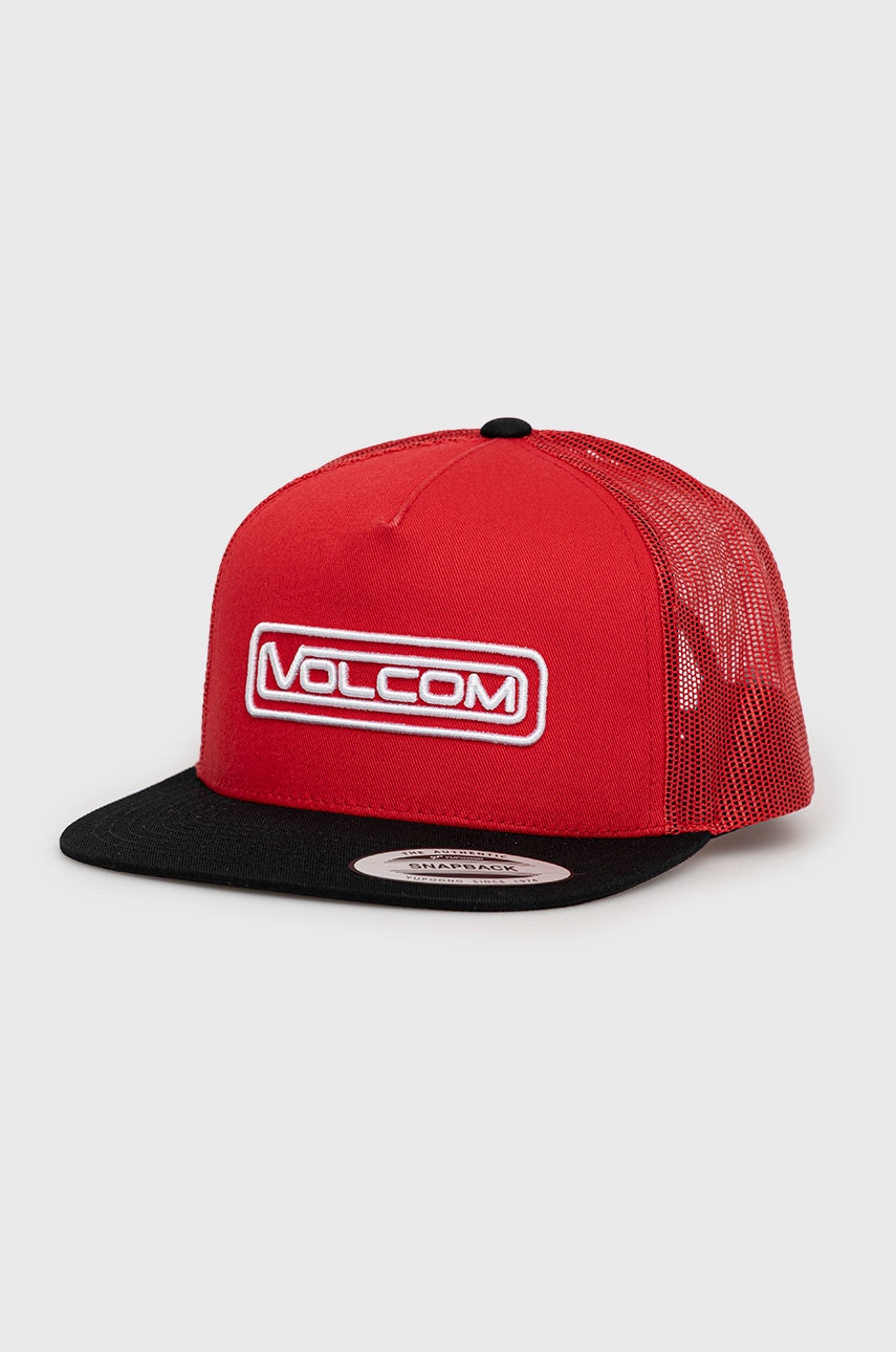 Volcom Căciulă culoarea rosu, cu imprimeu