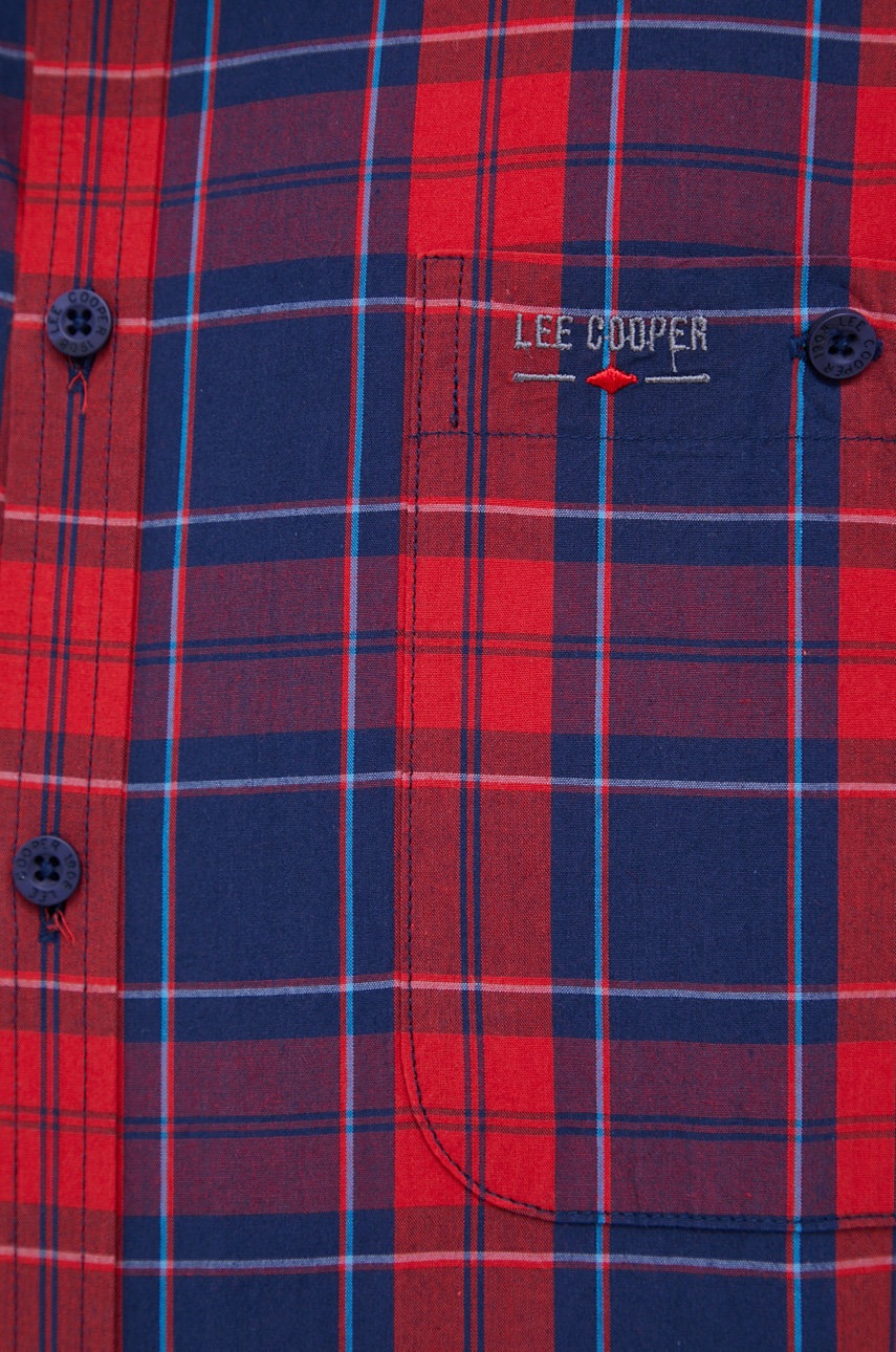 

Хлопковая рубашка Lee Cooper мужская цвет красный slim воротник button-down