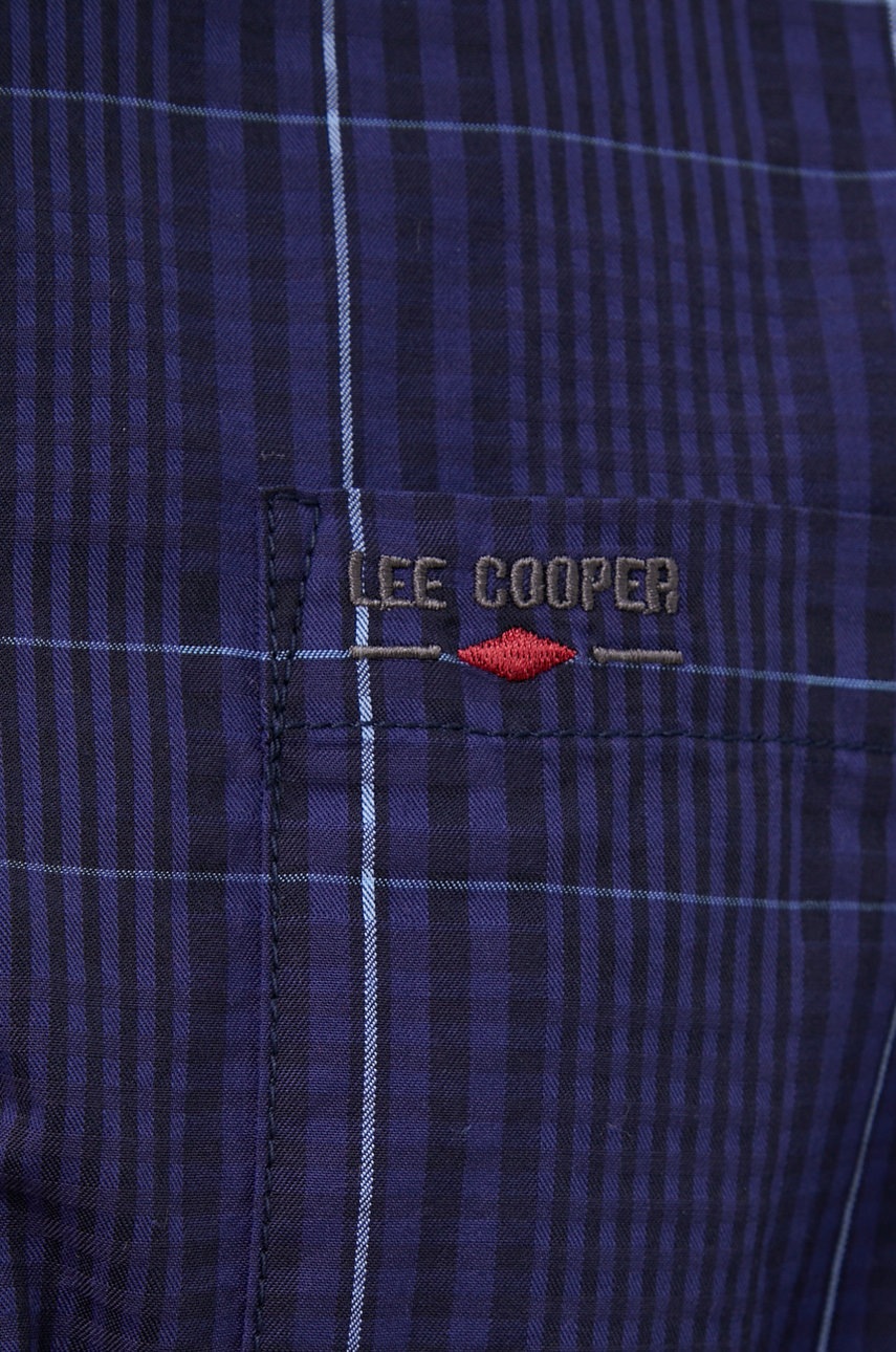 

Хлопковая рубашка Lee Cooper мужская цвет синий regular классический воротник