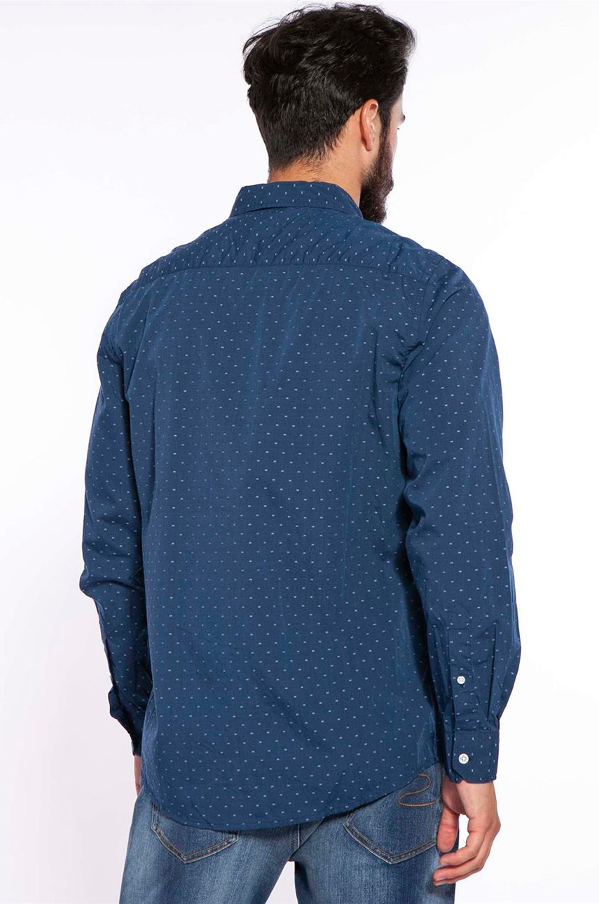 

Хлопковая рубашка Lee Cooper мужская цвет синий regular классический воротник