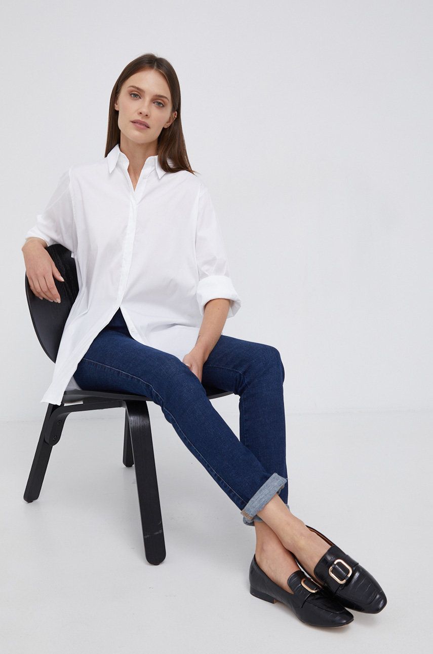 Mos Mosh Cămașă femei, culoarea alb, cu guler clasic, regular imagine reduceri black friday 2021 answear.ro