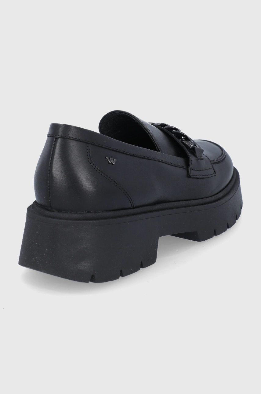 Wojas Mocasini De Piele Femei, Culoarea Negru, Cu Toc Plat