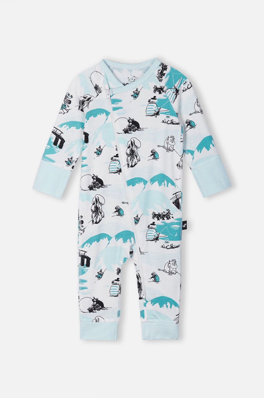 Reima pantaloni bebe moomin trygg culoarea turcoaz
