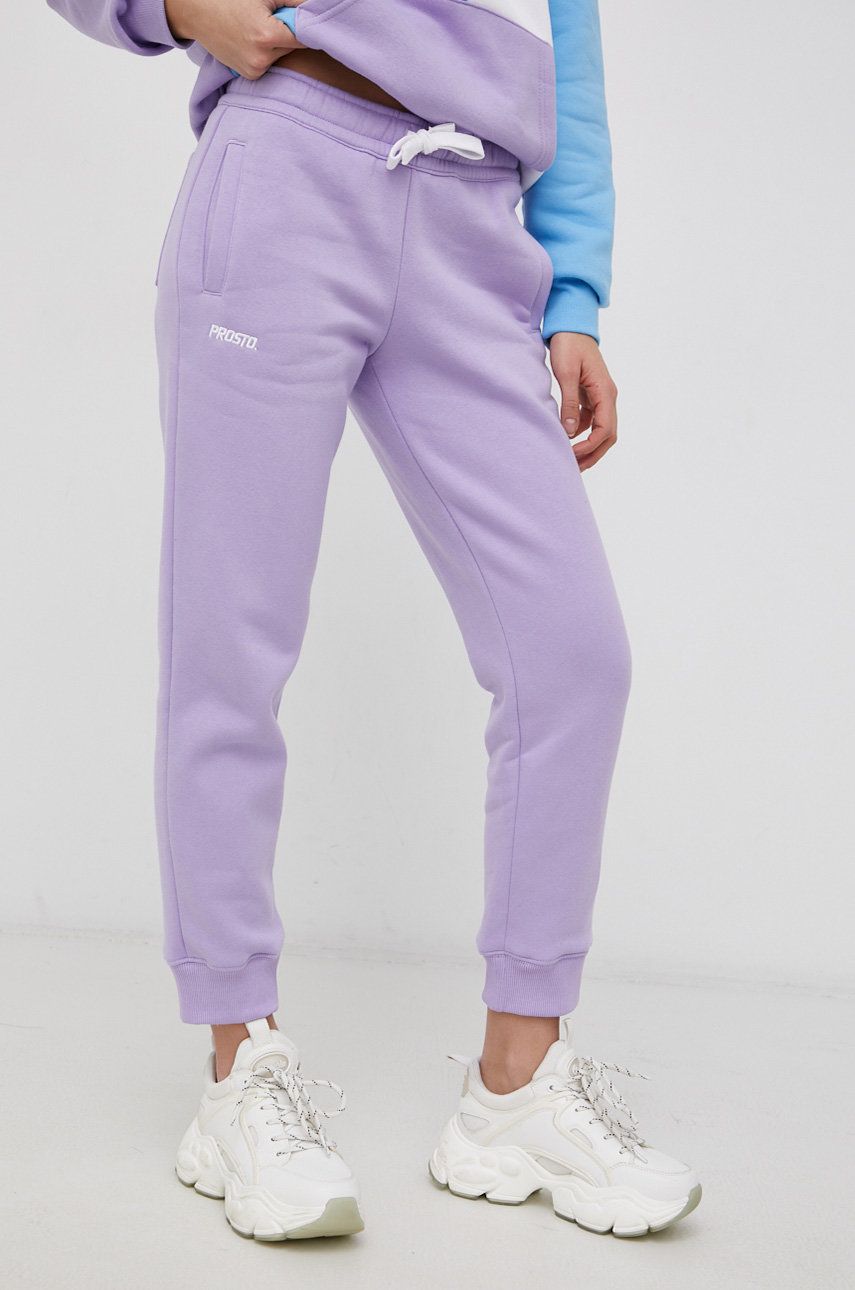 Prosto Pantaloni femei, culoarea violet, material neted answear imagine noua