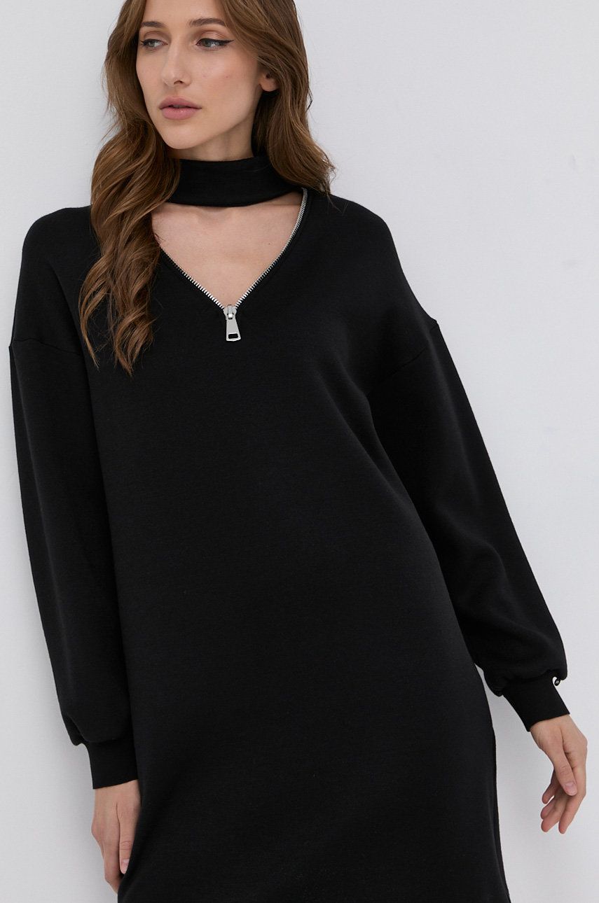 Nissa Rochie culoarea negru, mini, model drept answear.ro imagine megaplaza.ro