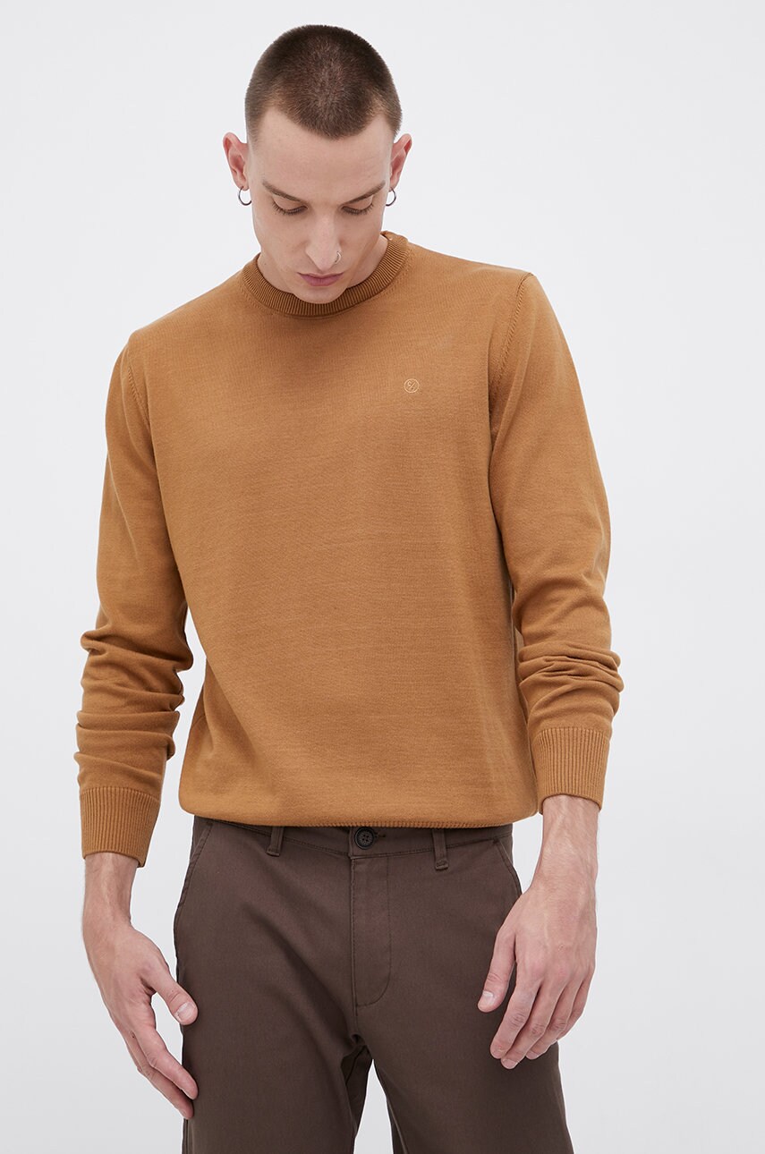 Cross jeans pulover de bumbac bărbați, culoarea maro