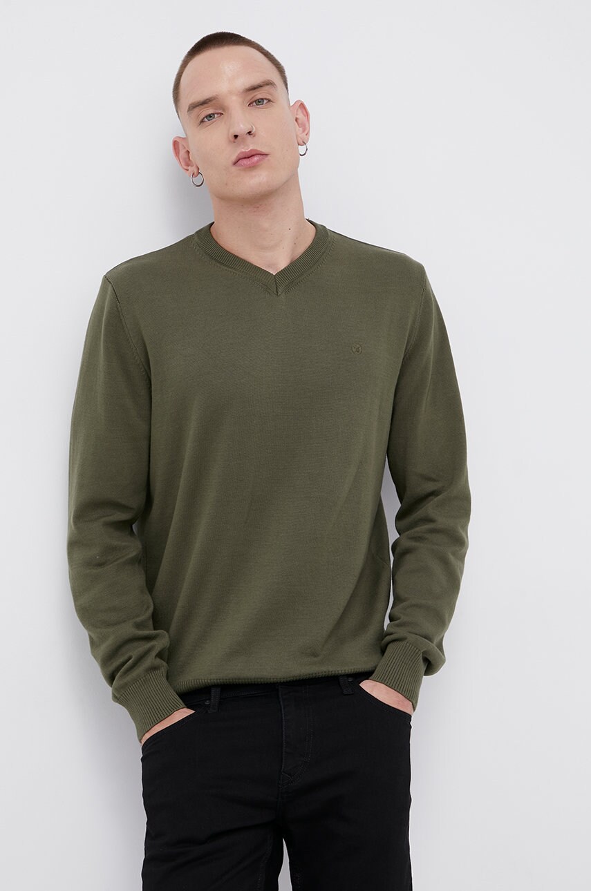 Cross jeans pulover de bumbac bărbați, culoarea verde