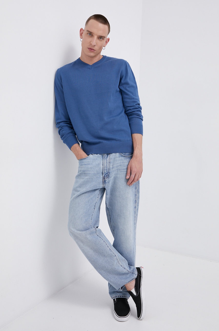 

Памучен пуловер Cross Jeans мъжки, Син