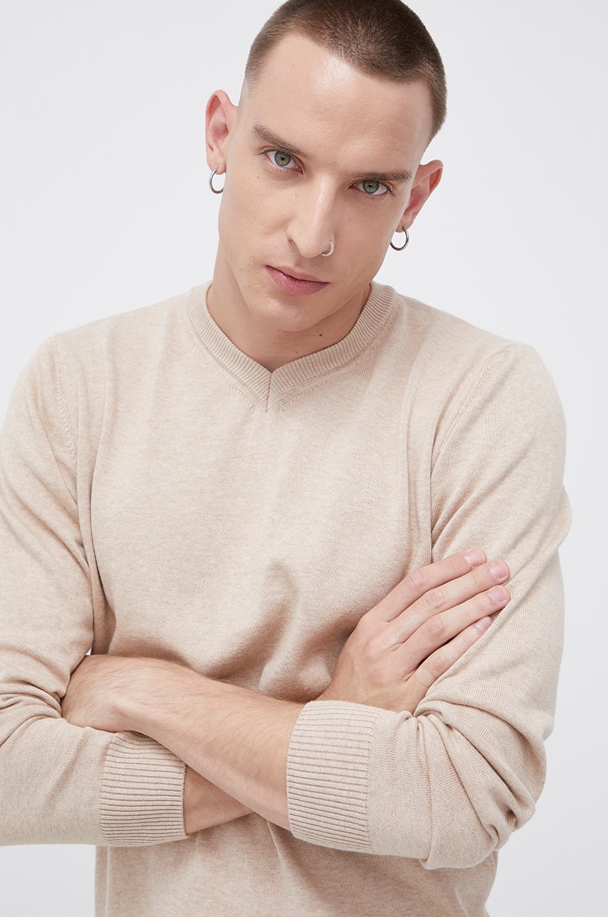 

Памучен пуловер Cross Jeans мъжки в жълто, Бежов