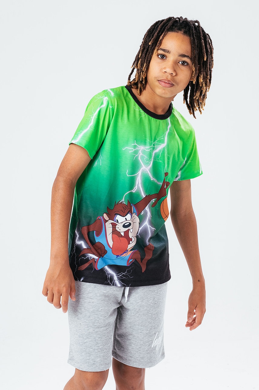 Hype tricou copii x space jam culoarea verde, modelator