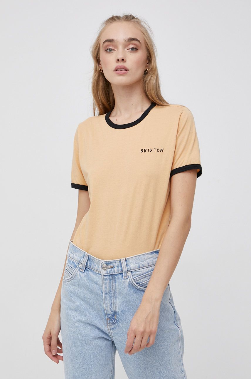 Bavlněné tričko Brixton oranžová barva - oranžová -  100% Bavlna