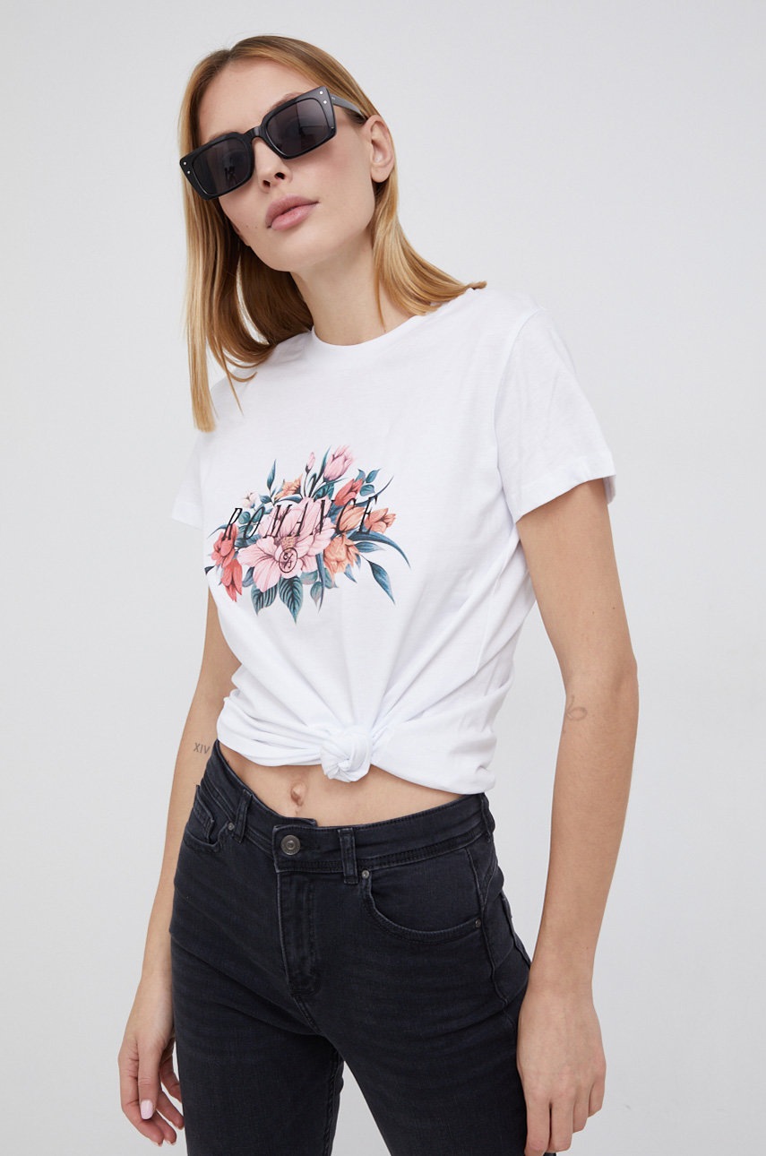 

Памучна тениска Cross Jeans в бяло, Бял