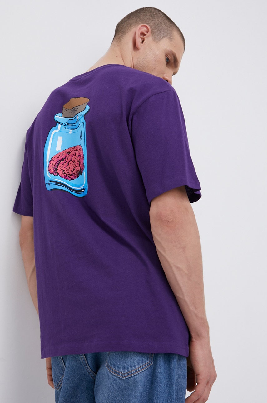 Volcom Tricou din bumbac culoarea violet, cu imprimeu