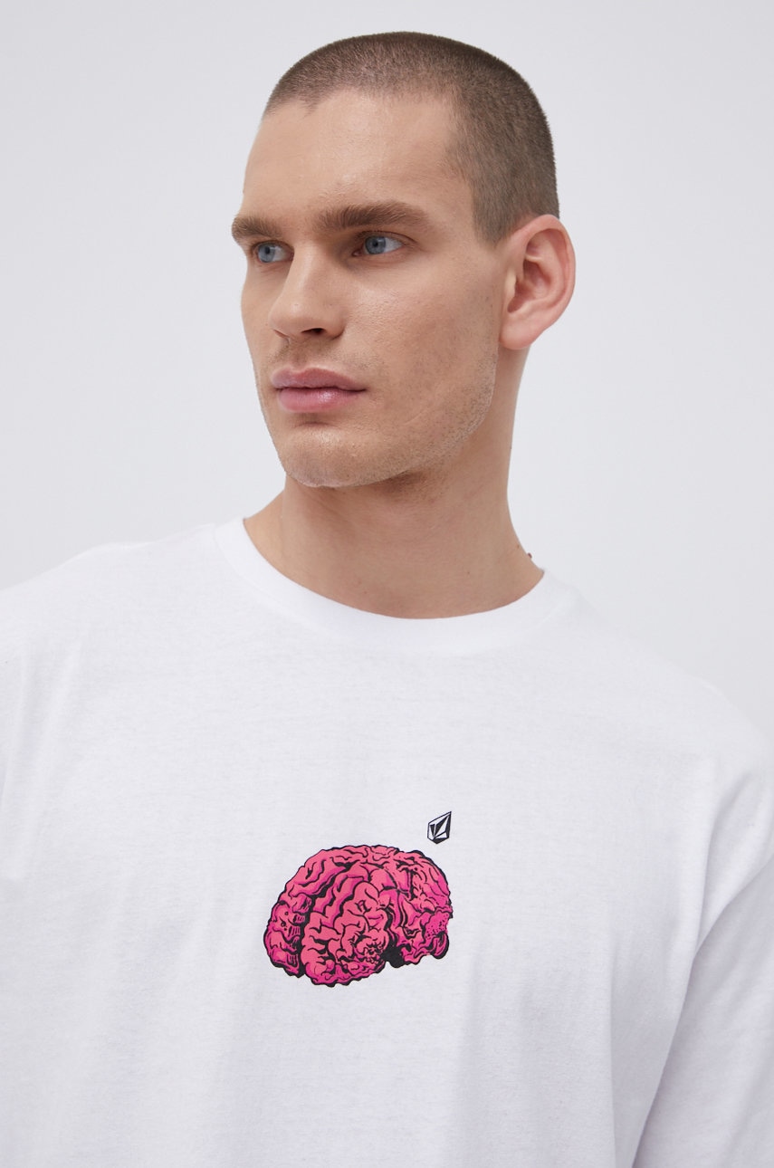 Volcom Tricou din bumbac culoarea alb, cu imprimeu