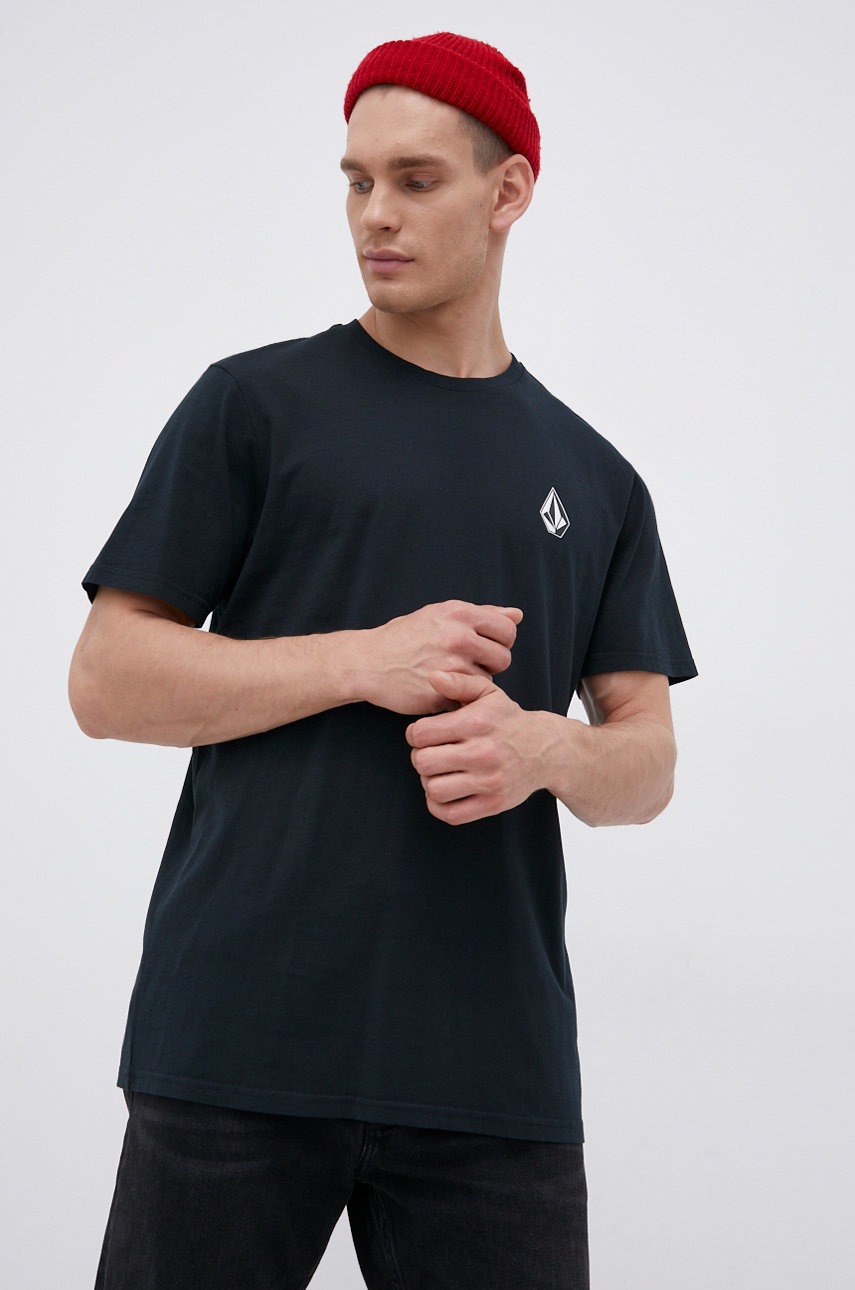 

Памучна тениска Volcom в зелено с принт, Зелен