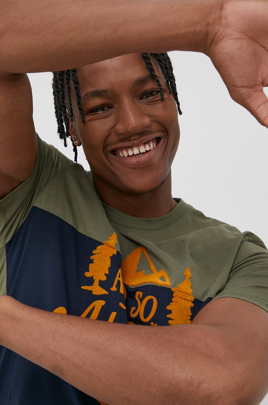 

Памучна тениска Cross Jeans в зелено с апликация, Зелен