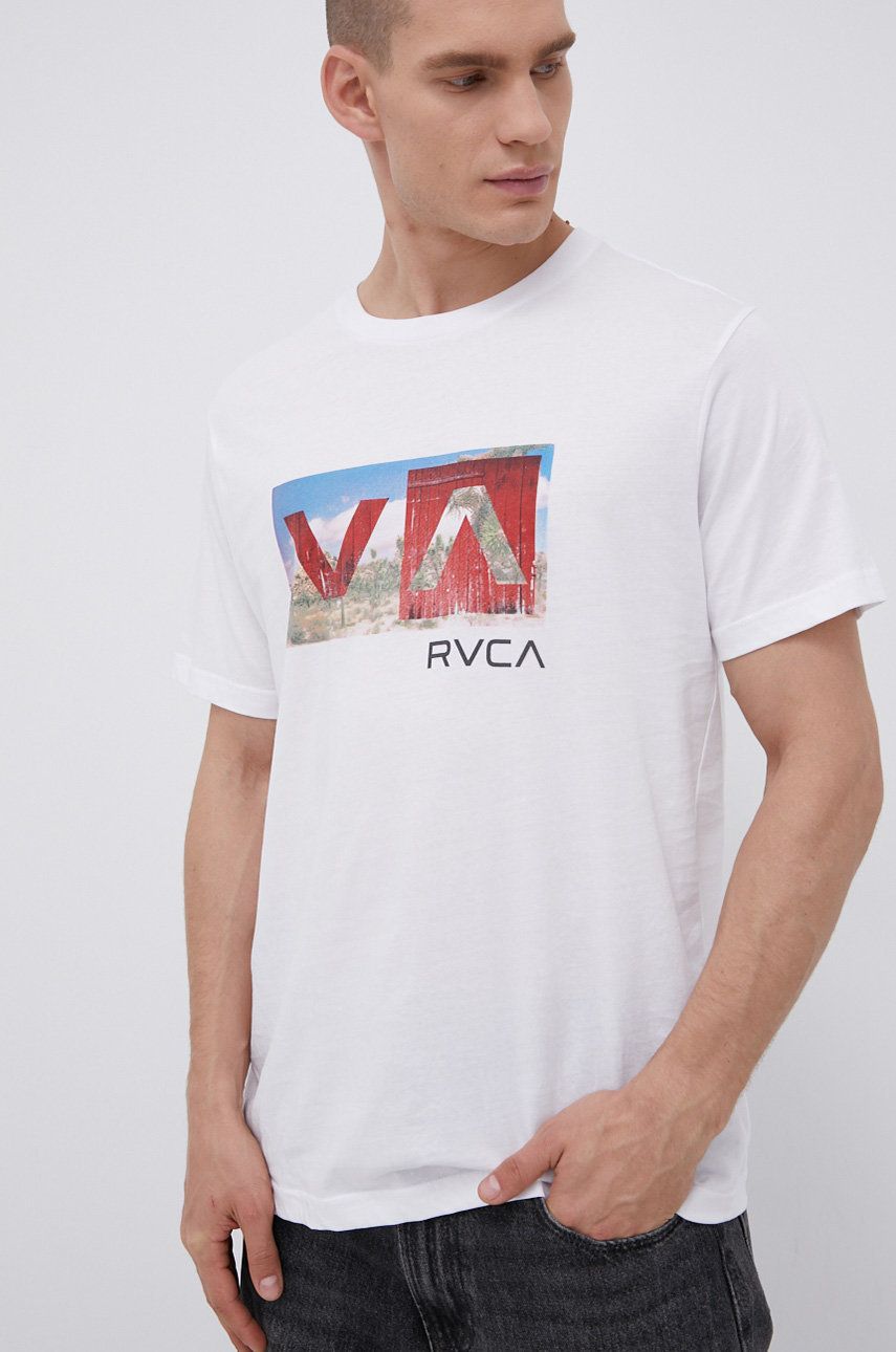 RVCA Tricou din bumbac culoarea negru, cu imprimeu