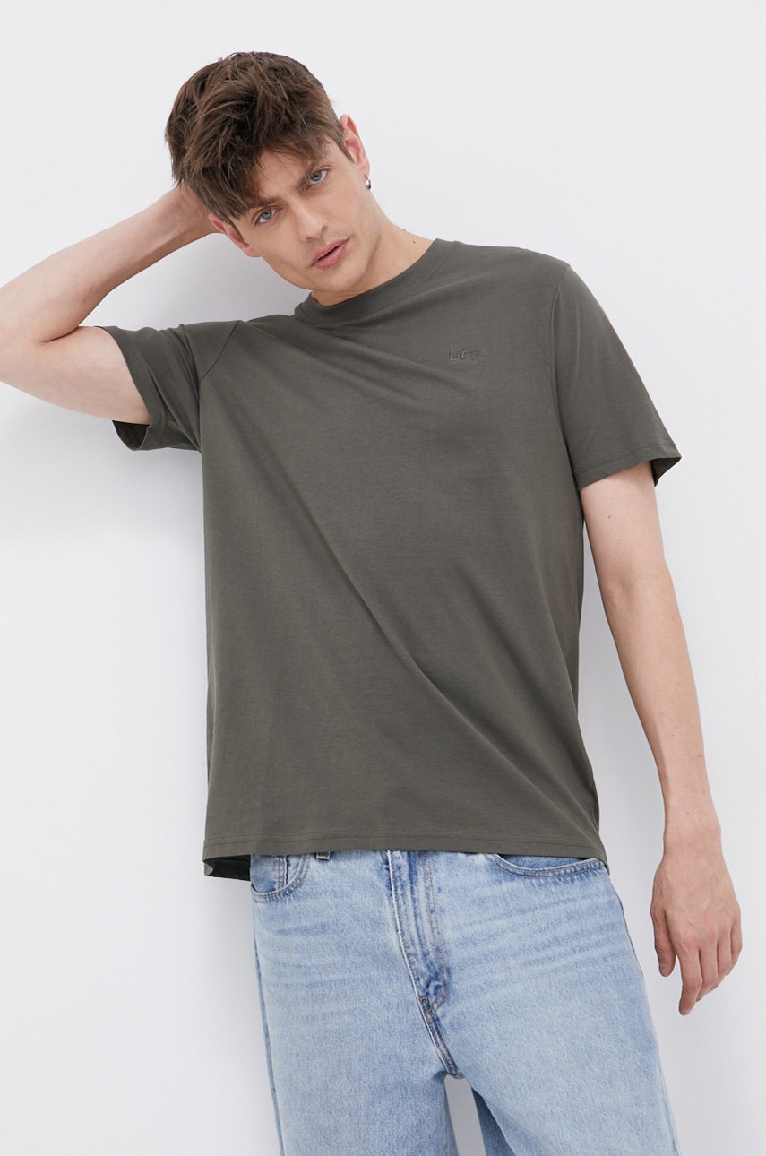 

Памучна тениска Lee Cooper в зелено с изчистен дизайн, Зелен
