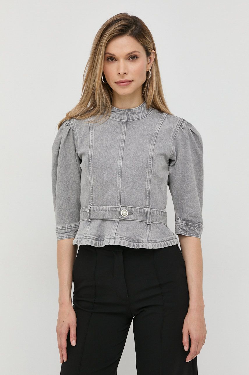 Custommade bluza subtire de blugi femei, culoarea gri, neted answear.ro imagine noua