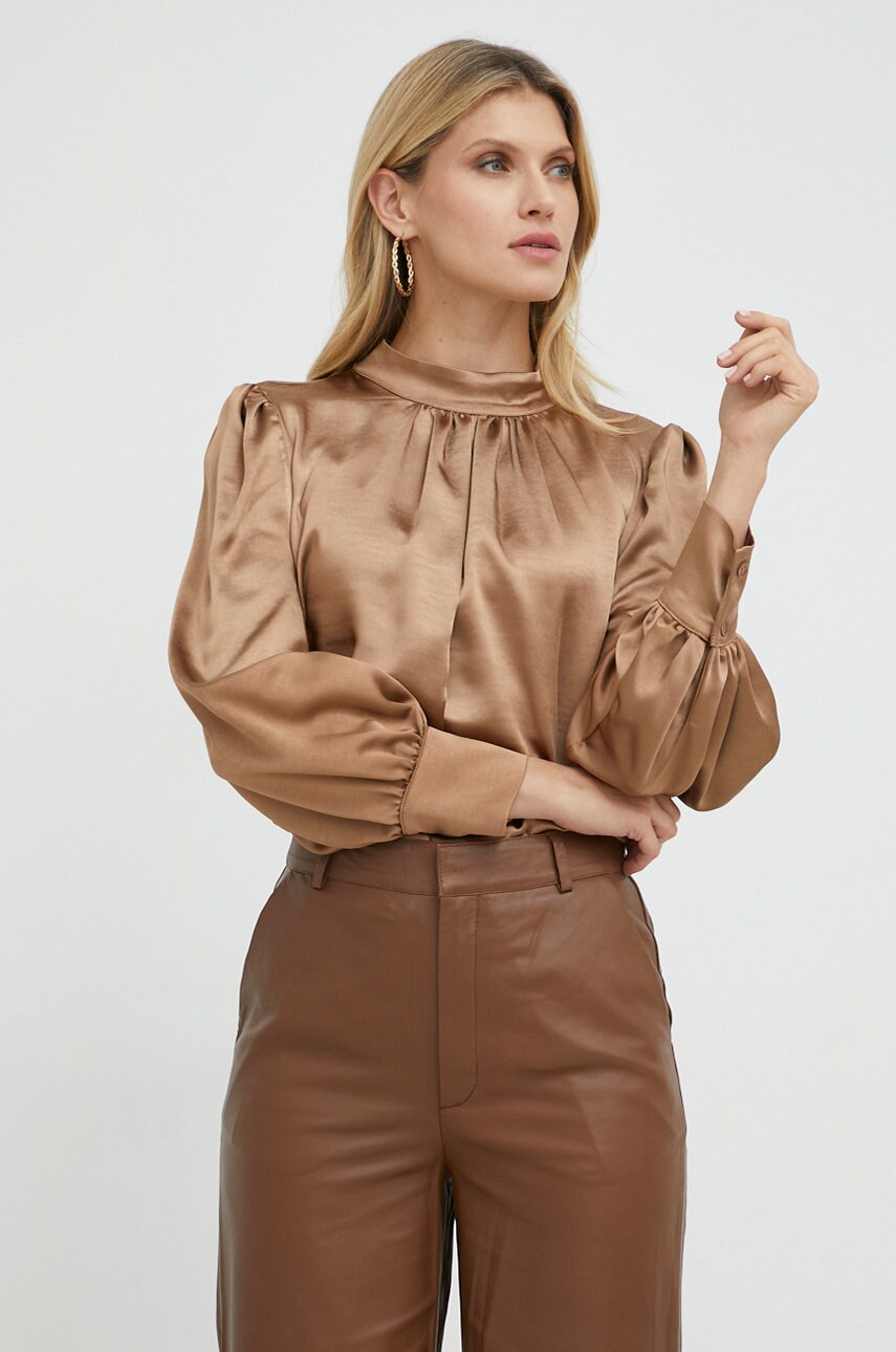 Silvian heach bluza femei, culoarea maro, neted