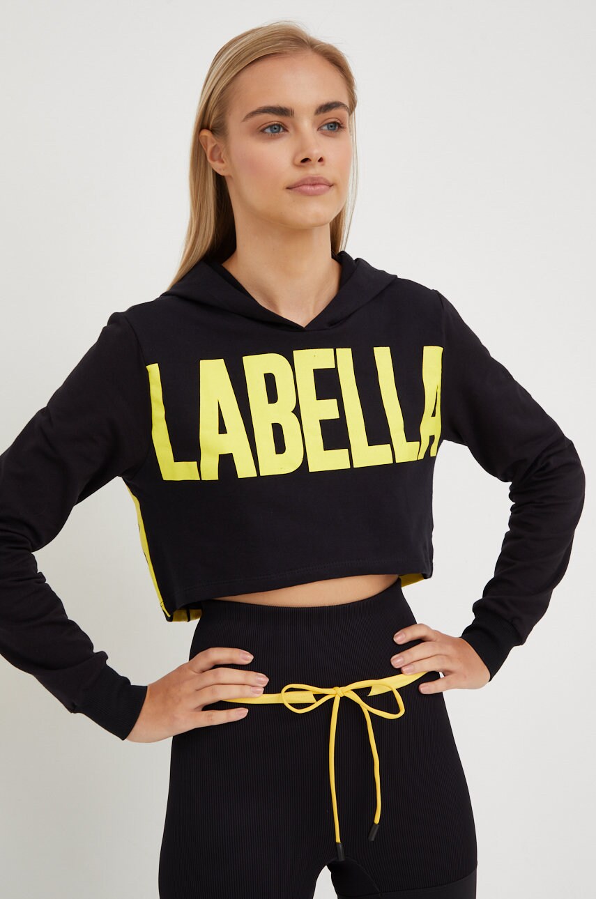 Labellamafia bluza femei, culoarea negru, cu glugă, cu imprimeu