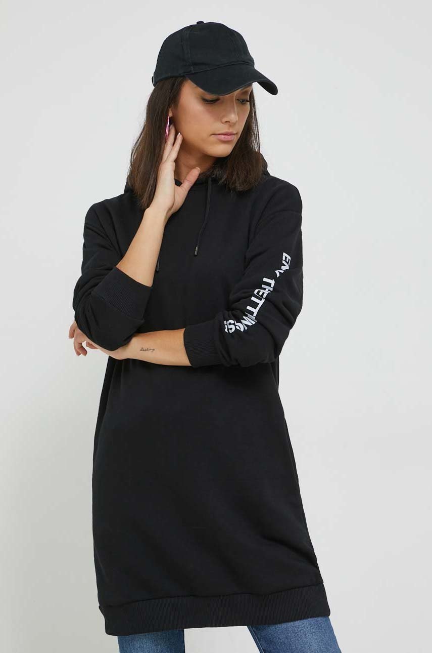 

Суичър Cross Jeans в черно с качулка с принт, Черен