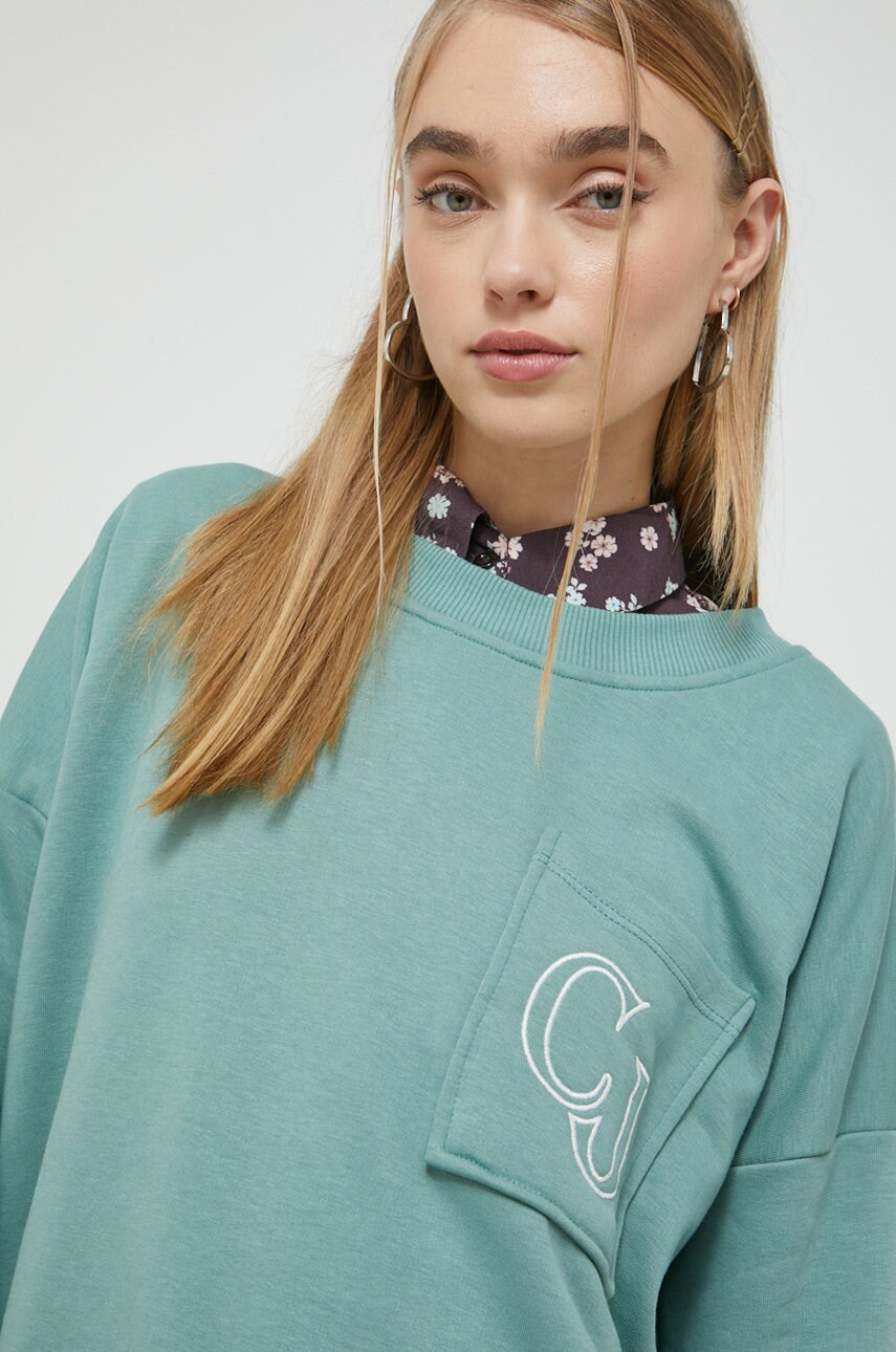 Cross Jeans bluza femei, culoarea verde, neted