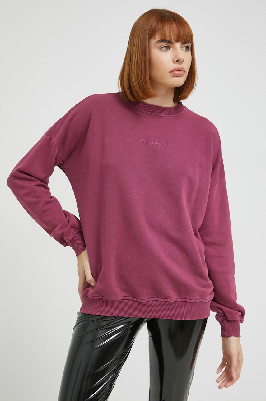Cross Jeans bluza femei, culoarea violet, neted