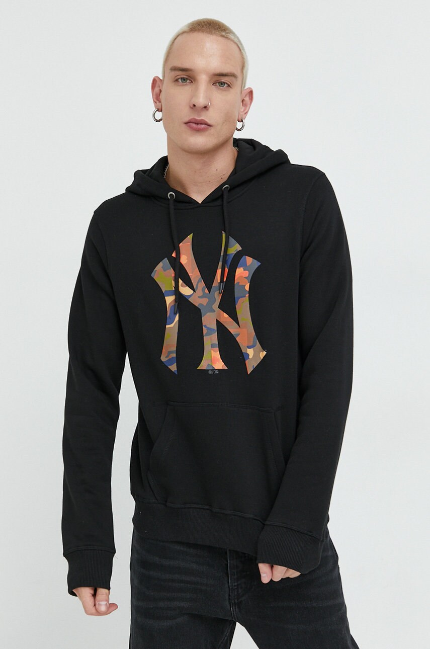 

Кофта 47brand Mlb New York Yankees чоловіча колір чорний з капюшоном з принтом