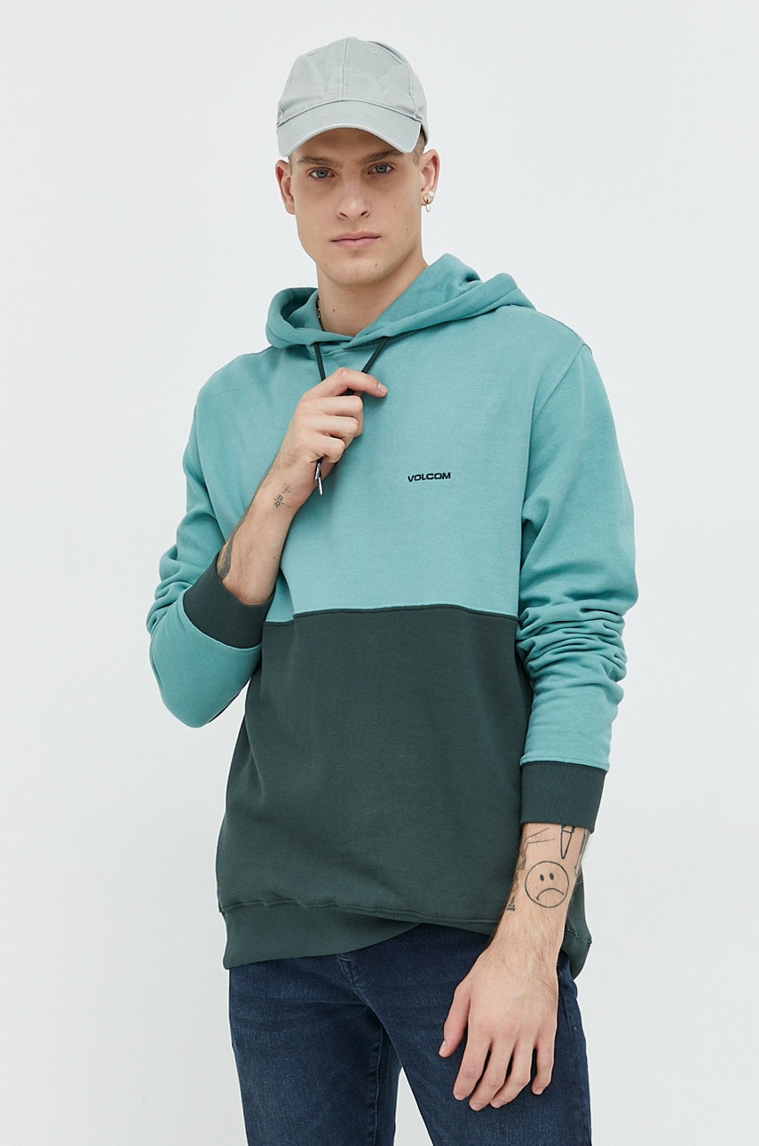 

Суичър Volcom в зелено с качулка с десен, Зелен