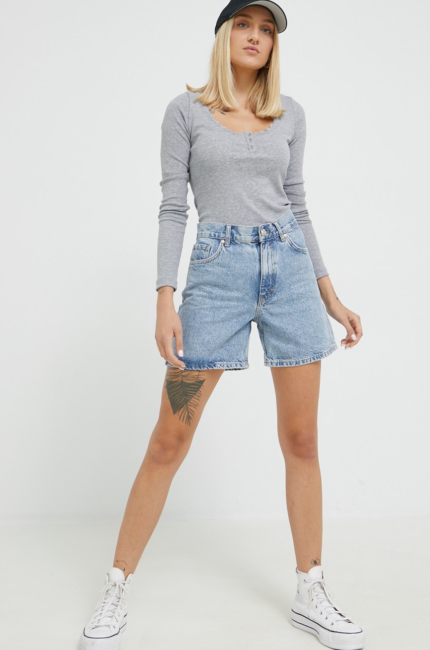 

Лонгслив Cross Jeans женский цвет серый