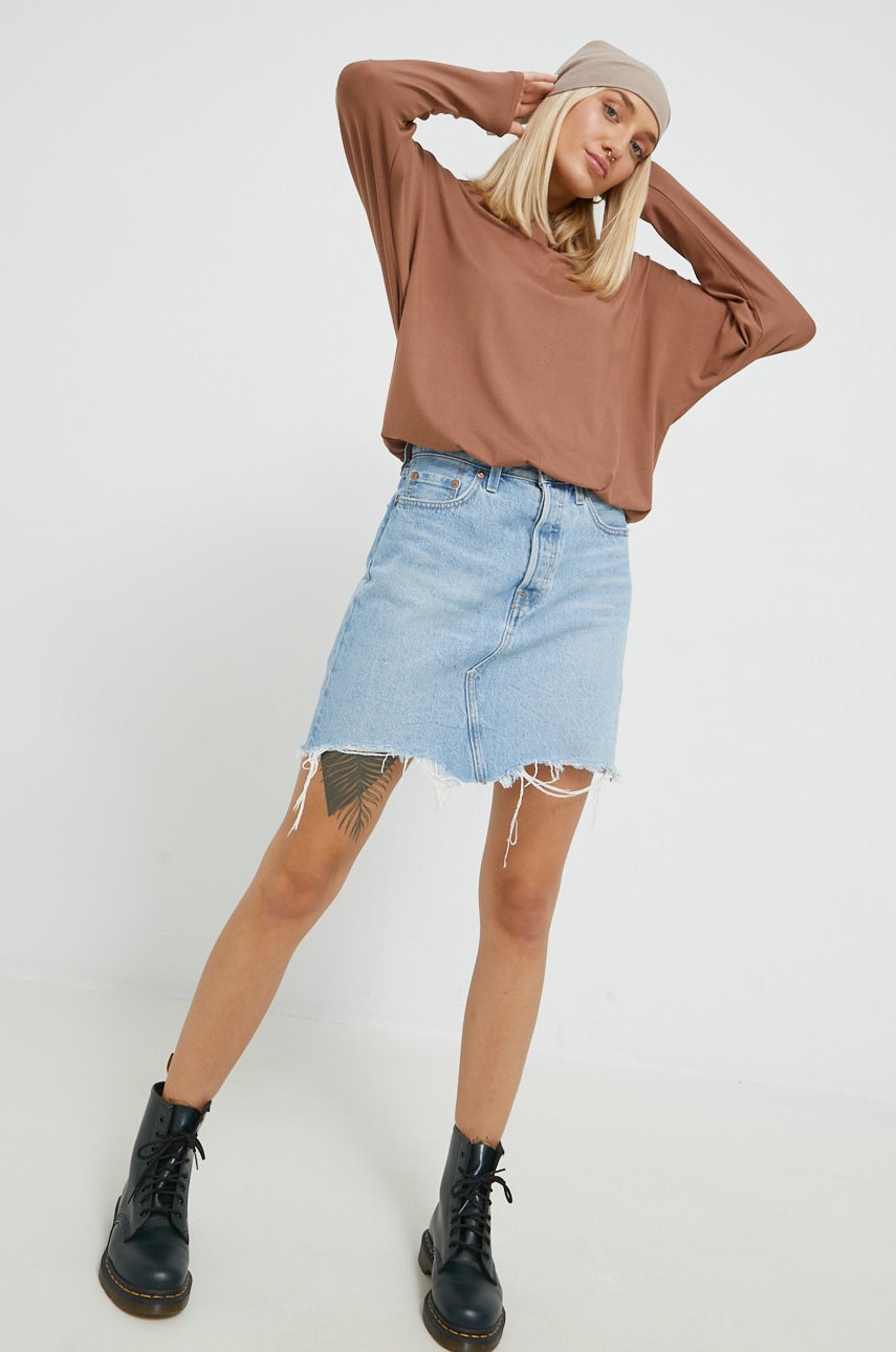 

Лонгслив Cross Jeans женский цвет коричневый
