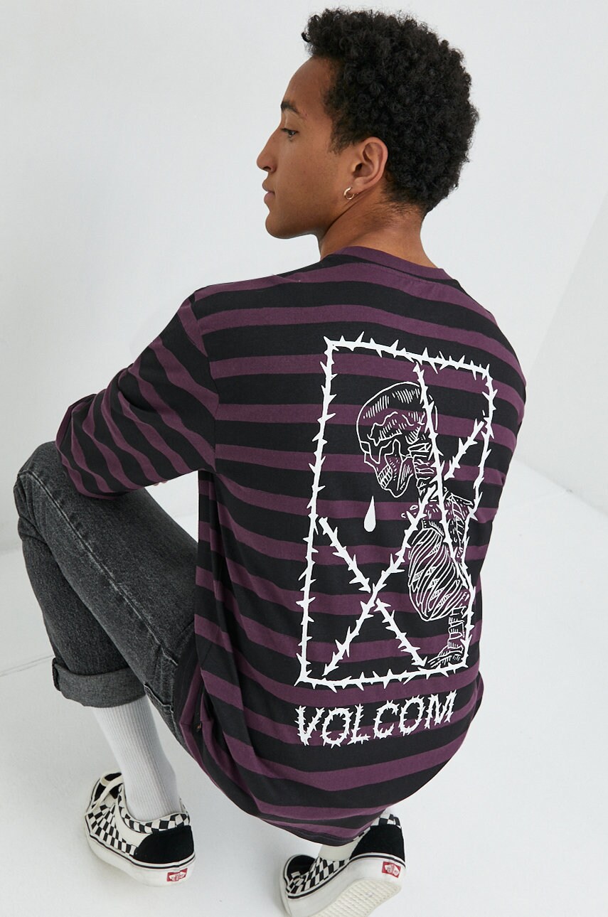 Volcom longsleeve din bumbac x vaderetro culoarea violet, modelator