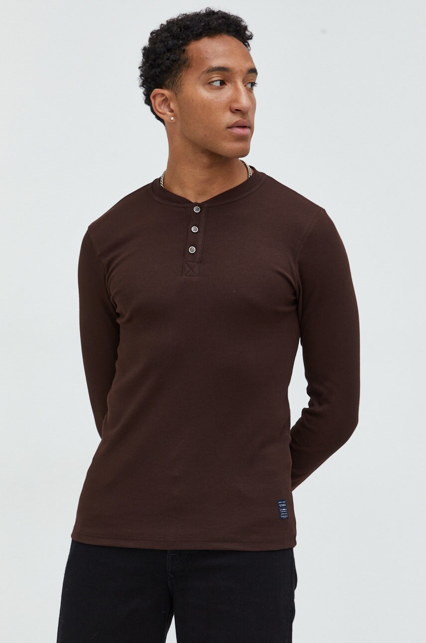 Cross jeans longsleeve barbati, culoarea maro, neted