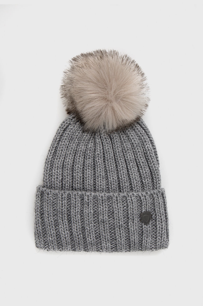 Blauer caciula culoarea gri, din tricot gros