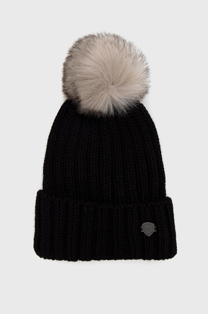 Blauer caciula culoarea negru, din tricot gros
