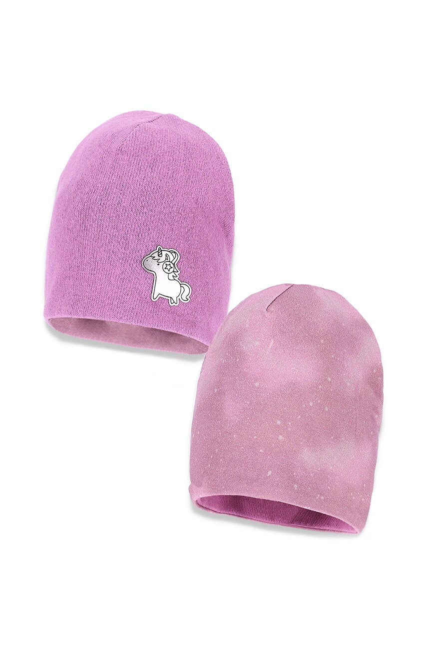 Broel sapca reversibila pentru copii culoarea violet, din tesatura neteda