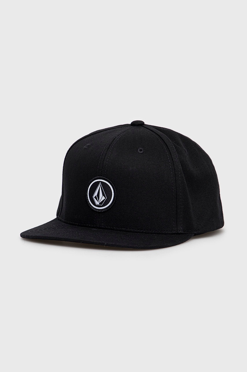 

Памучна шапка с козирка Volcom в черно с апликация, Черен
