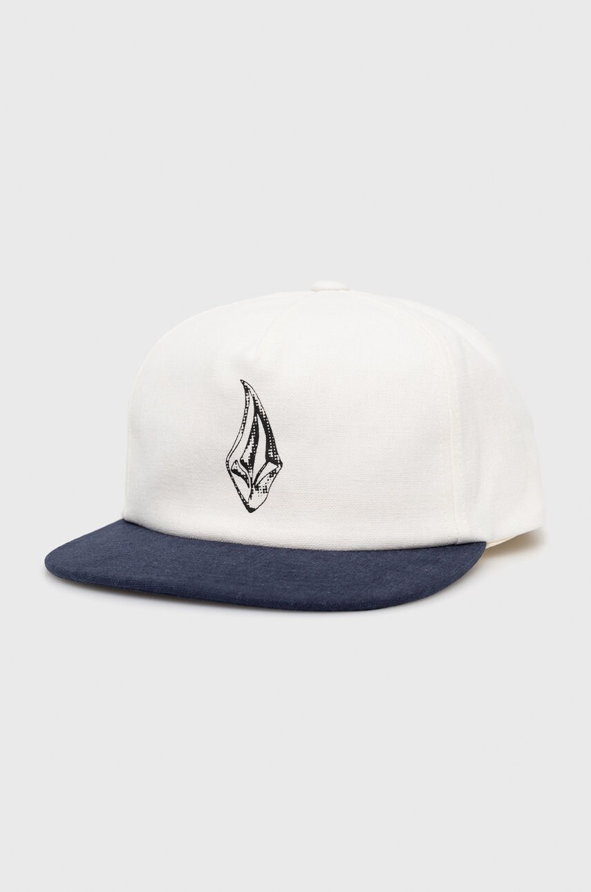 Volcom șapcă de baseball din bumbac culoarea alb, cu imprimeu