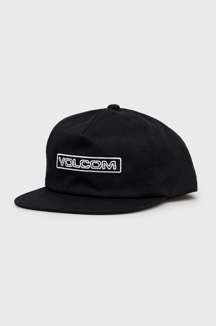 

Памучна шапка с козирка Volcom в черно с апликация, Черен