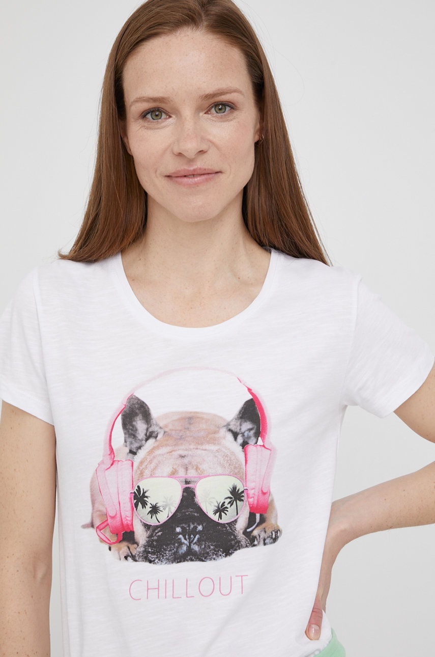 

Памучна тениска Frieda & Freddies в бяло, Бял