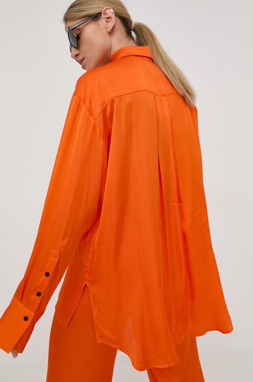 Birgitte Herskind camasa femei, culoarea portocaliu, cu guler clasic, relaxed answear.ro imagine noua
