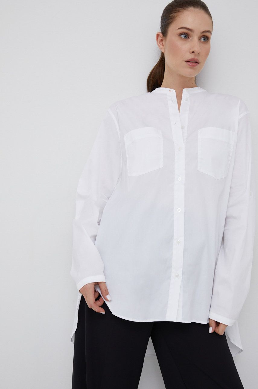 Košile Mos Mosh dámská, bílá barva, relaxed, se stojáčkem - bílá -  78% Bavlna