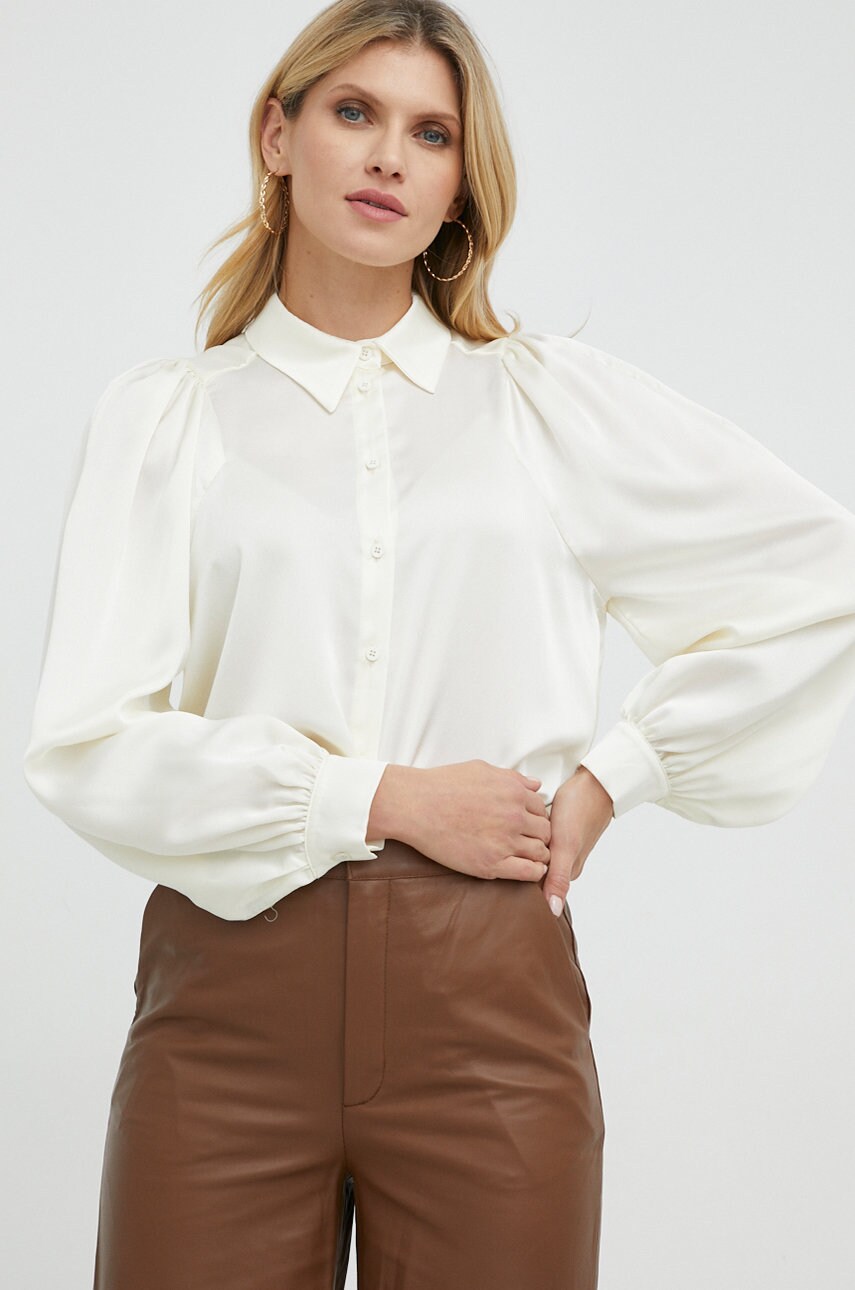 Silvian heach camasa femei, culoarea bej, cu guler clasic, regular